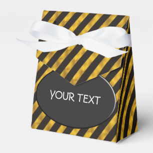 Caja Para Regalos Modelo - oro de las rayas - botón negro + su text
