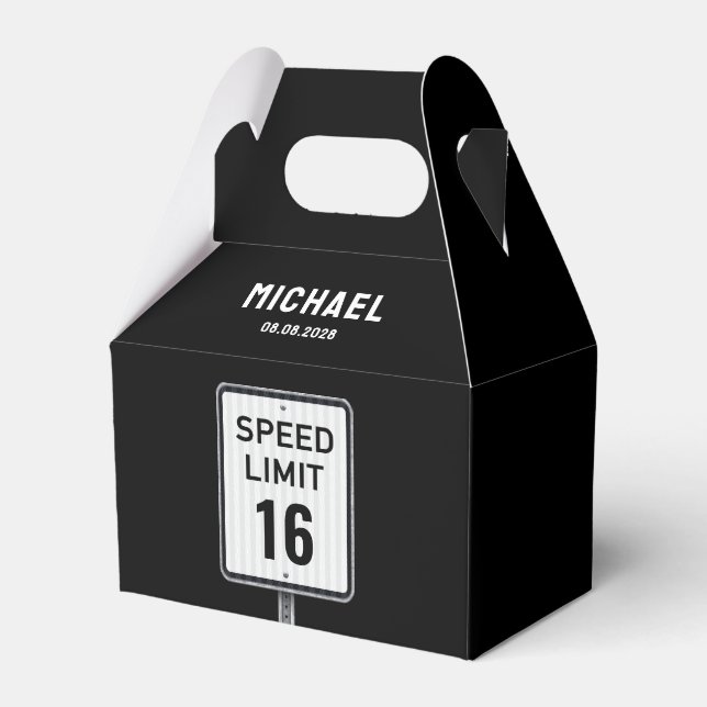 Caja Para Regalos Modern 16th Birthday Speed Limit Sign (Reverso)