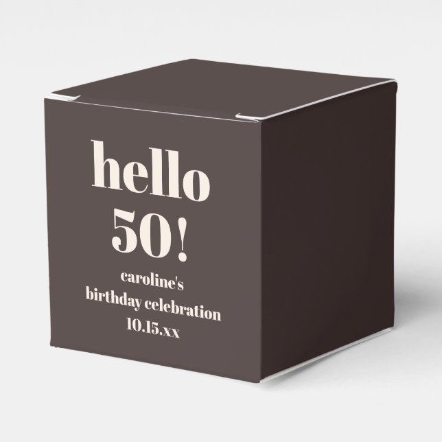 Caja Para Regalos Modern Bold Earthy Brown 50th Birthday Custom (Costado Anverso)