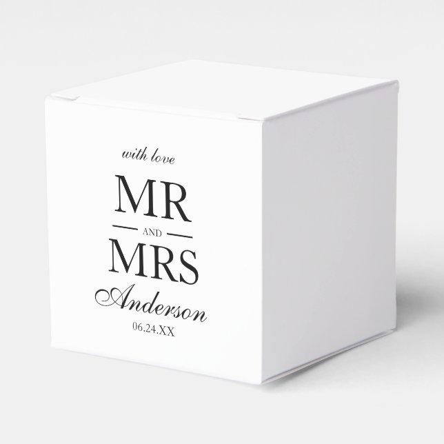 Caja Para Regalos Modern Elegant Mr. y Mrs. Boda (Costado Anverso)