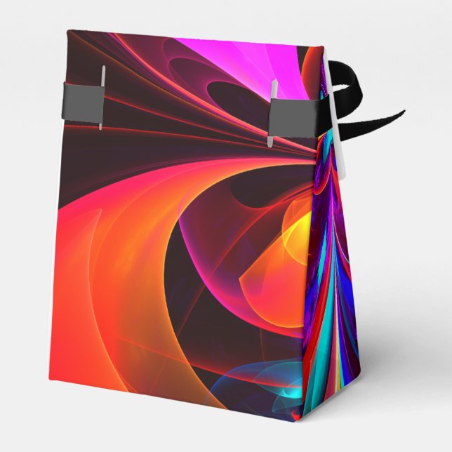 Caja Para Regalos Modern Floral Resumen Arte Patrón Azul Rojo #07 (Reverso)