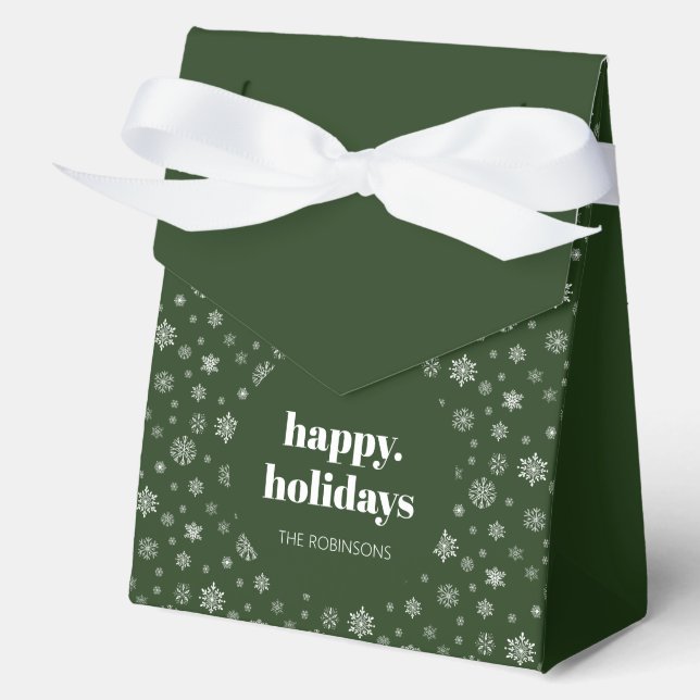 Caja Para Regalos Modern Happy Holiday Green Snowflake Pattern (Anverso)
