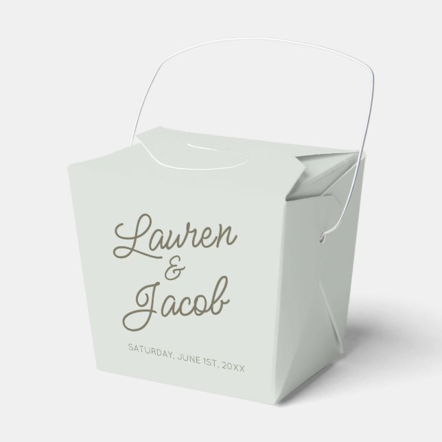 Caja Para Regalos Modern Minimal Minimalist Green Wedding (Front Side)