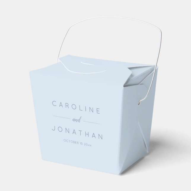 Caja Para Regalos Modern Minimalist Script Soft Blue Custom Wedding (Front Side)