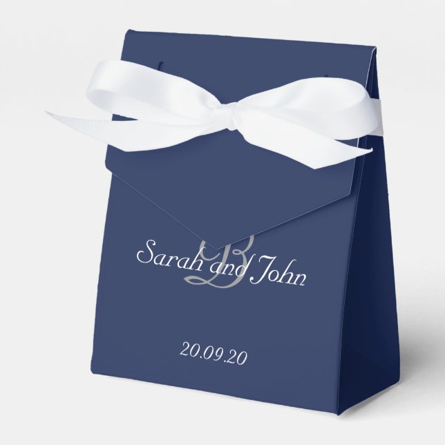 Caja Para Regalos Modern Navy Name Monogram Wedding (Front Side)