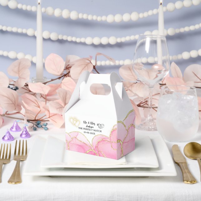 Caja Para Regalos Modern Pink and Gold Mr. (Boda)