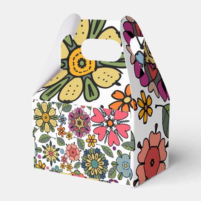 Caja Para Regalos Modern Retro Floral Drawing Seamless Pattern Art (Reverso)