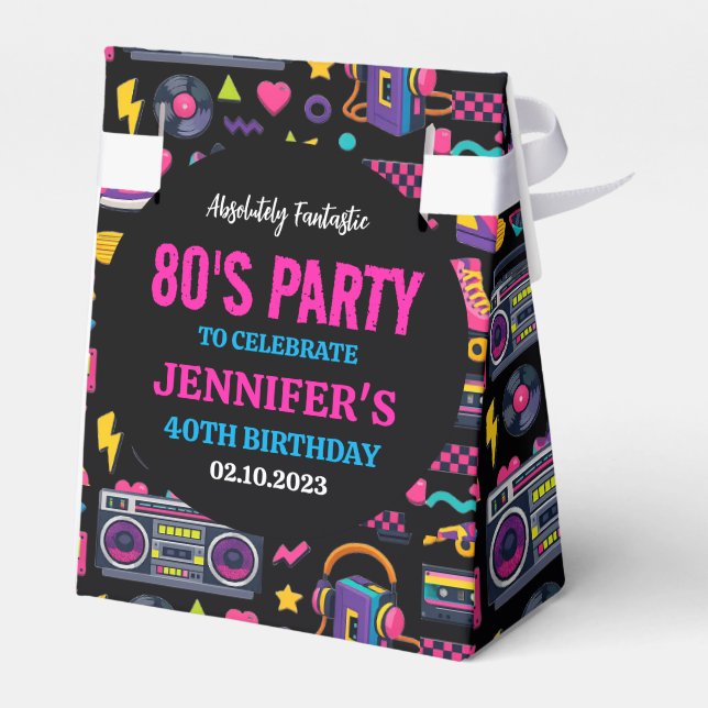 Caja Para Regalos Modern Retro Neon 80’s Birthday Party for Adults (Reverso)