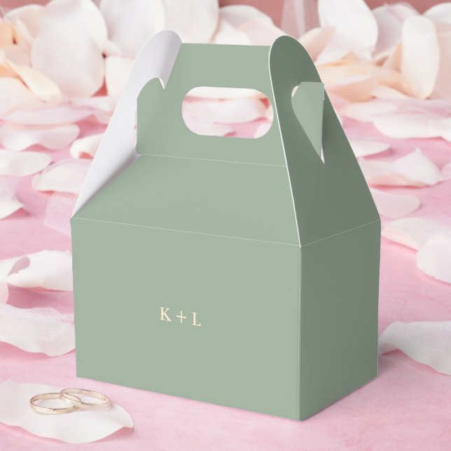 Caja Para Regalos Modern Sage Green Simple Monogram Wedding (Boda)