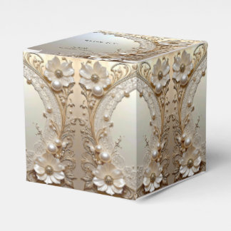 Caja Para Regalos Modern White Flowers Pearls Favor Box