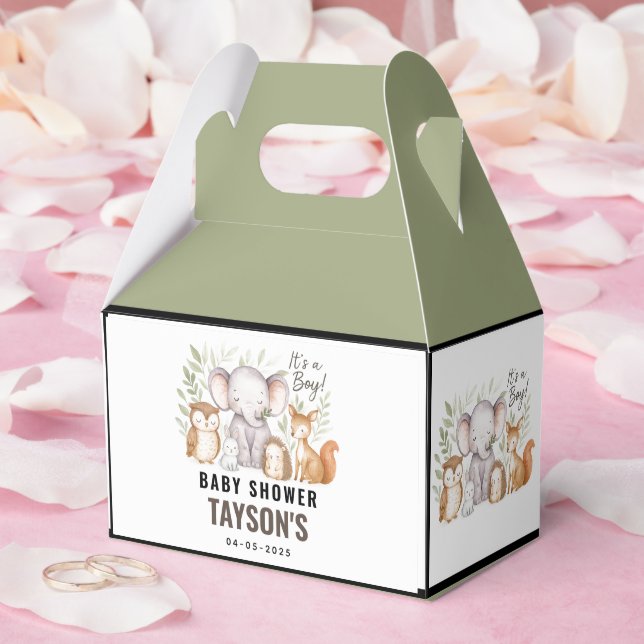 Caja Para Regalos Modern Woodland Animals Forest Boy Baby Shower (Boda)