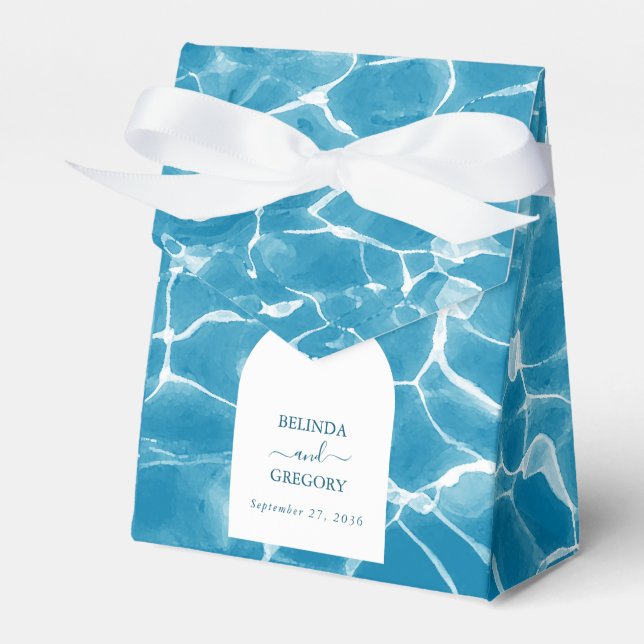 Caja Para Regalos Moderna acuarela Blue Ocean Beach Wedding (Front Side)