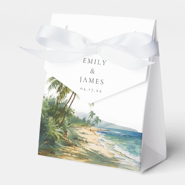 Caja Para Regalos Moderna acuarela Tropical Beach Wedding (Front Side)