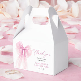 Caja Para Regalos Moderna Baby Shower Bow Rosa Gracias