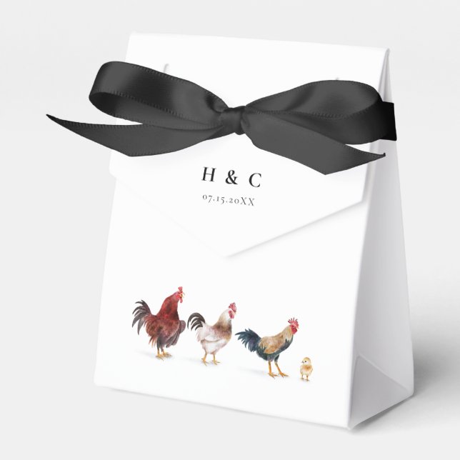 Caja Para Regalos Moderna Boda de pollo de granja rústica (Front Side)