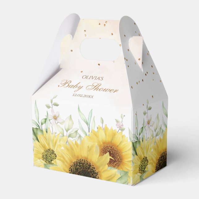 Caja Para Regalos Moderna Cute Sunflower Floral Baby Shower Gracias (Front Side)