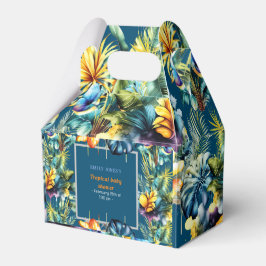 Caja Para Regalos Moderna ducha de bebé verde tropical floral amaril
