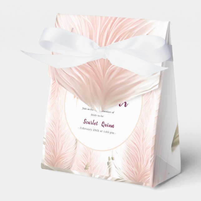 Caja Para Regalos Moderna ducha de novias de pampas rosa y rosa (Front Side)