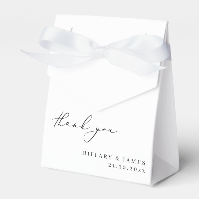 Caja Para Regalos Moderna elegante caligrafía Boda gracias (Front Side)