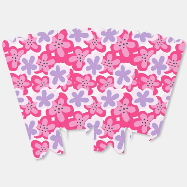 Caja Para Regalos Moderna Girly rosa morado floral trendy tropical (Desplegado)