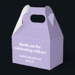Caja Para Regalos Moderna Negrita Morado Bat Mitzvah Personalizado G<br><div class="desc">Audaz Tipografía Personalizada Lavanda Morado Moderno Gracias Caja De Favor</div>
