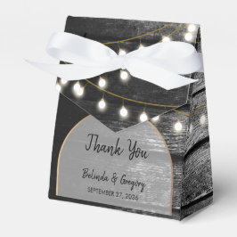 Caja Para Regalos Moderna Rustic Black Wood Gold Lights Arch Boda