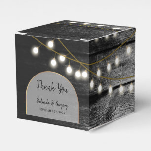 Caja Para Regalos Moderna Rustic Black Wood Gold Lights Arch Boda