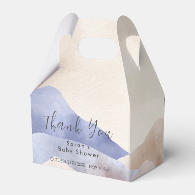 Caja Para Regalos Moderna Watercolor Mountain Baby Shower Gracias (Reverso)