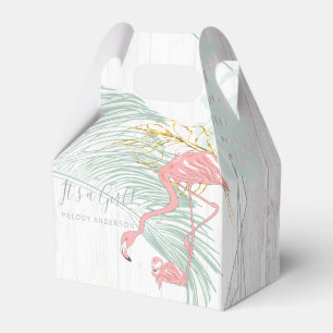 Caja Para Regalos Modernas hojas tropicales Baby Shower Flamingo ros