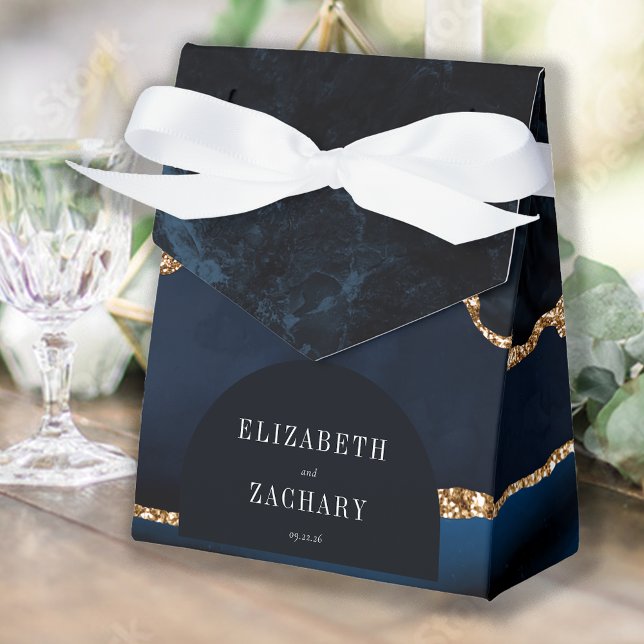 Caja Para Regalos Moderno Agate Geode Arch Navy Blue Gold (Subido por el creador)