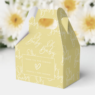 Caja Para Regalos Moderno Amarillo Oh Bebé Simple Baby Shower Gable