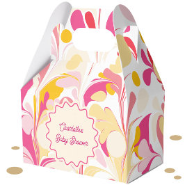 Caja Para Regalos Moderno Baby Shower Retro Resumen Onda Rosa