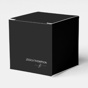 Caja Para Regalos Moderno Black Simple Script Business Monograma Nom