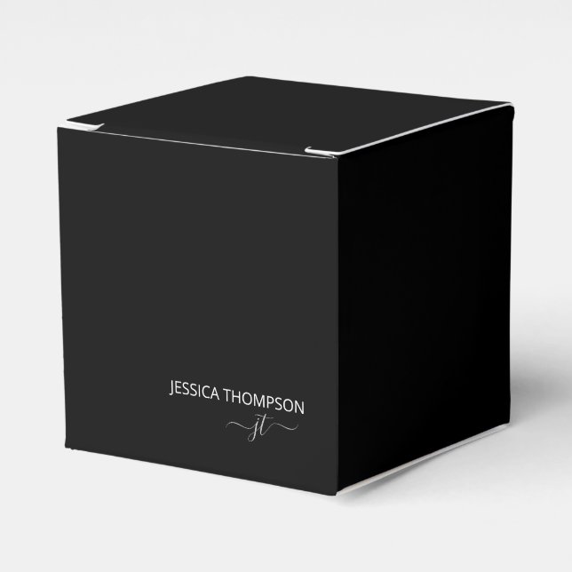Caja Para Regalos Moderno Black Simple Script Business Monograma Nom (Costado Anverso)