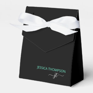 Caja Para Regalos Moderno Black Verde azulada Simple Business Monogr