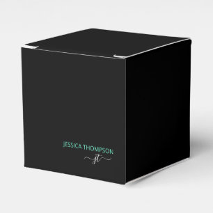 Caja Para Regalos Moderno Black Verde azulada Simple Business Monogr