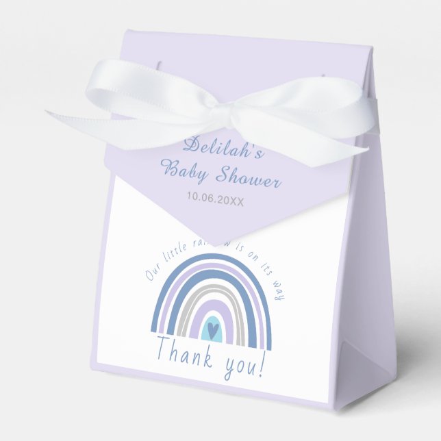 Caja Para Regalos Moderno Blue Boho Rainbow Baby Shower Gracias (Front Side)