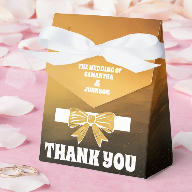 Caja Para Regalos Moderno Boda audaz de Black Gold Bow (Boda)
