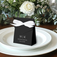 Moderno Boda de monograma Minimalista negro