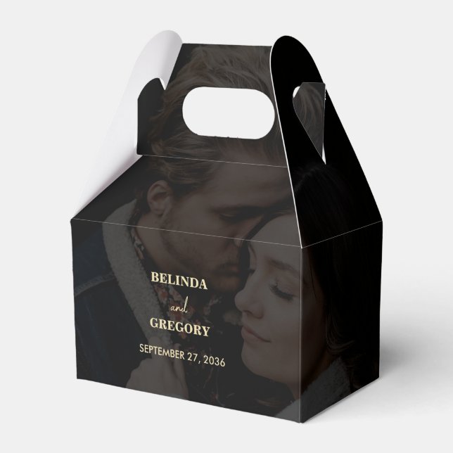 Caja Para Regalos Moderno Boda de superposición de fotografía Black  (Front Side)