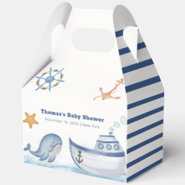 Caja Para Regalos Moderno Boho Ahoy Boy Whale Sailboat Baby Shower
