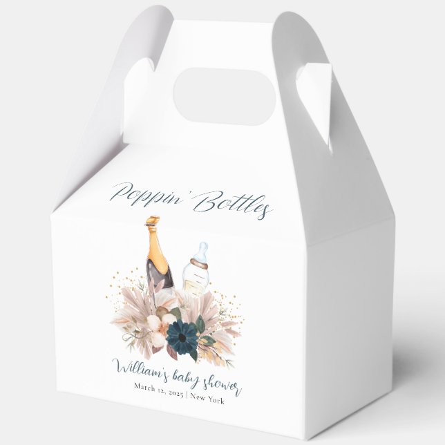 Caja Para Regalos Moderno Boho Poppin Champagne Botellas Baby Shower (Reverso )