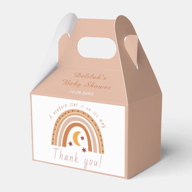 Caja Para Regalos Moderno Boho Rainbow Baby Shower Gracias (Front Side)