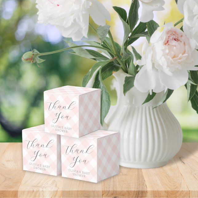 Caja Para Regalos Moderno + Dulce Rosa Gingham Baby Shower (Subido por el creador)