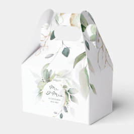 Caja Para Regalos Moderno Eucalyptus Greenery Gold Mr. y la Sra. Fav