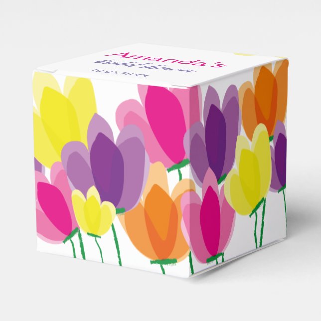 Caja Para Regalos Moderno Floral Colorido (Costado Anverso)