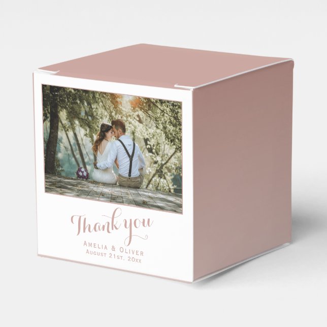 Caja Para Regalos Moderno Gracias Boda Pareja Foto (Costado Anverso)