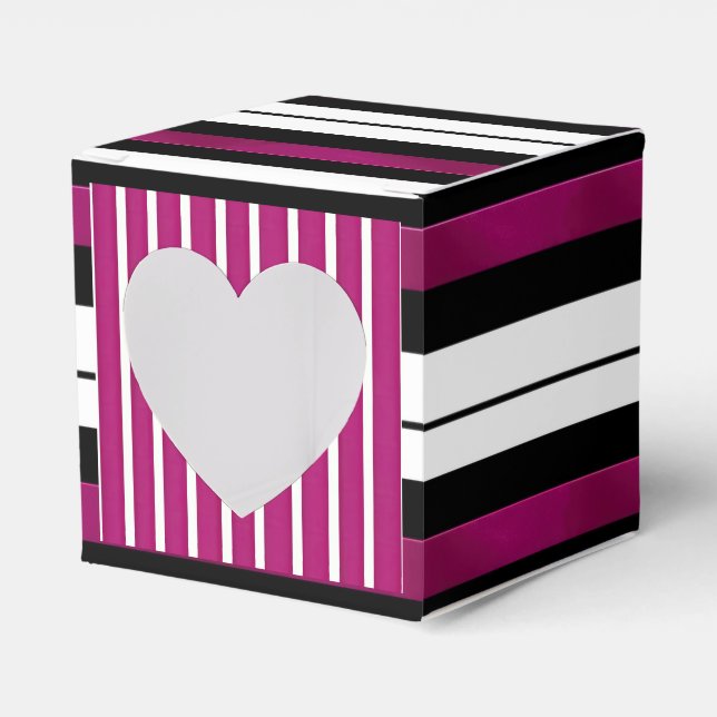 Caja Para Regalos Moderno Magenta Black Black Bold Stripes (Anverso)
