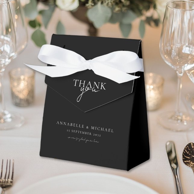 Caja Para Regalos Moderno, mínimo, negro, Boda (Modern, Minimal, Black-White, Wedding Favor Boxes)
