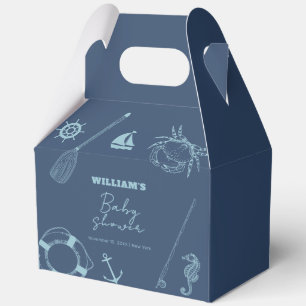 Caja Para Regalos Moderno Mínimo Pesca Niño Náutico Baby Shower